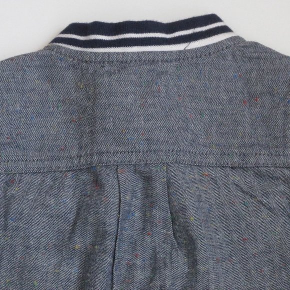 Cat & Jack Button Front Shirt Boy Size 12M Gray Long Sleeve V Neck Front Pockets - Picture 6 of 7